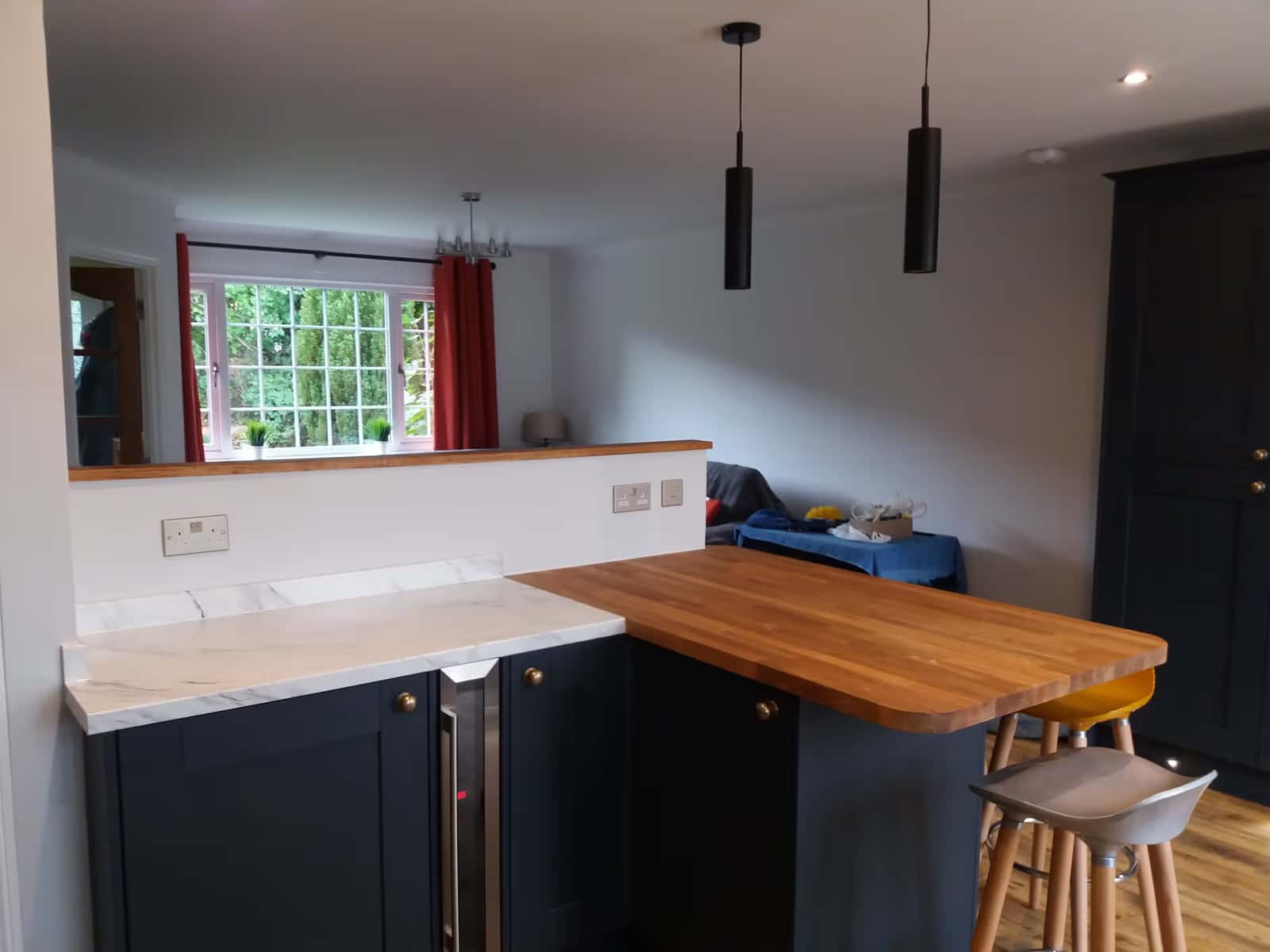 Navy Shaker Kitchen Renovation with Oak Worktop